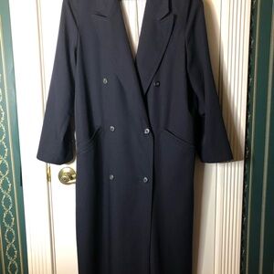 St. Michael W Germany US 10/ EU 28 navy blue poly/wool blend trench coat
